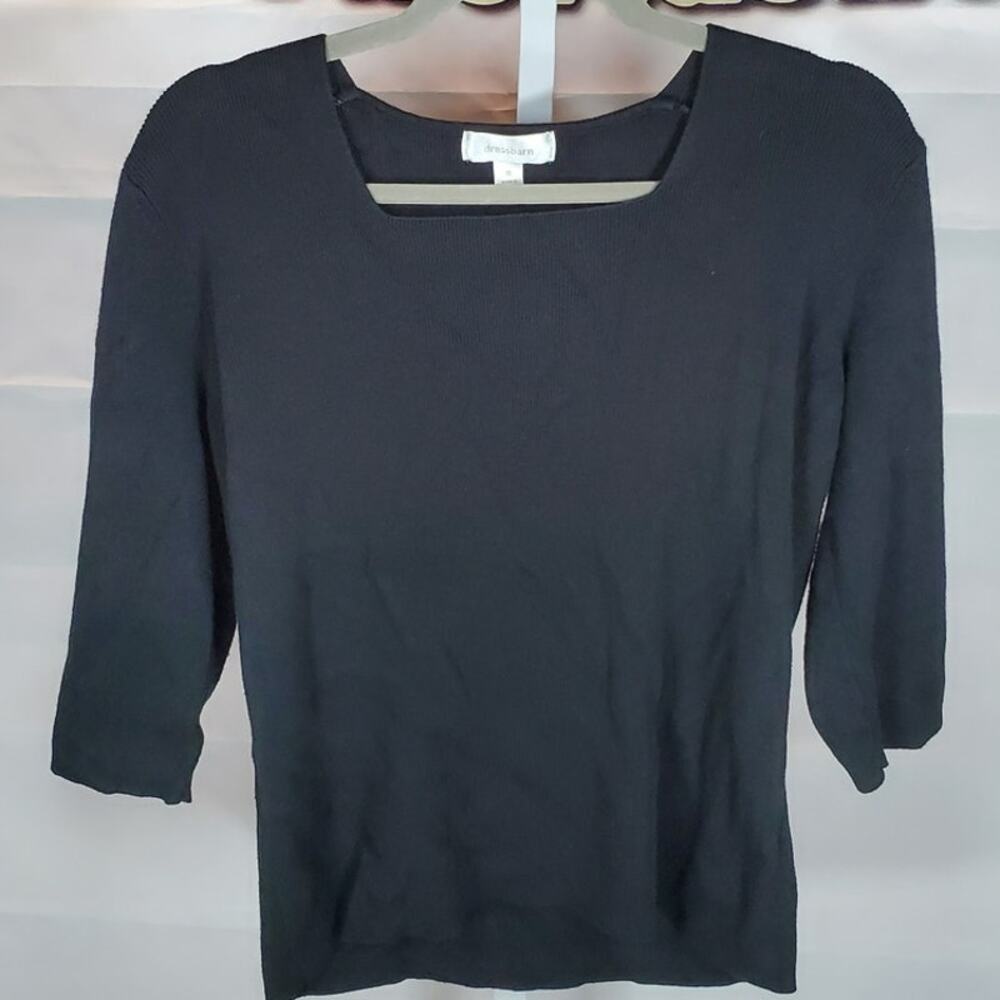 Dressbarn Black 3/4 Sleeve Knit Top Women’s Size XL